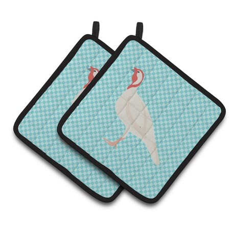 Carolines Treasures Beltsville Small White Turkey Hen Blue Check Pair of Pot Holders BB8163PTHD